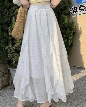 Casual summer long dress polka dot skirt for women