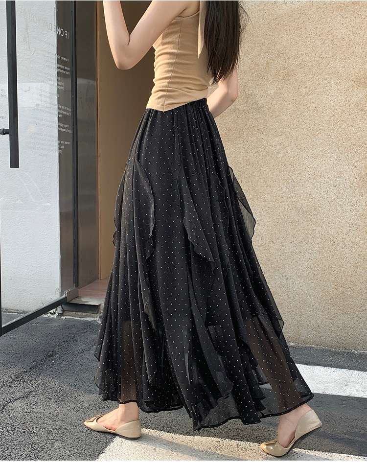Casual summer long dress polka dot skirt for women