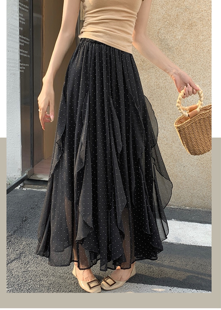 Casual summer long dress polka dot skirt for women