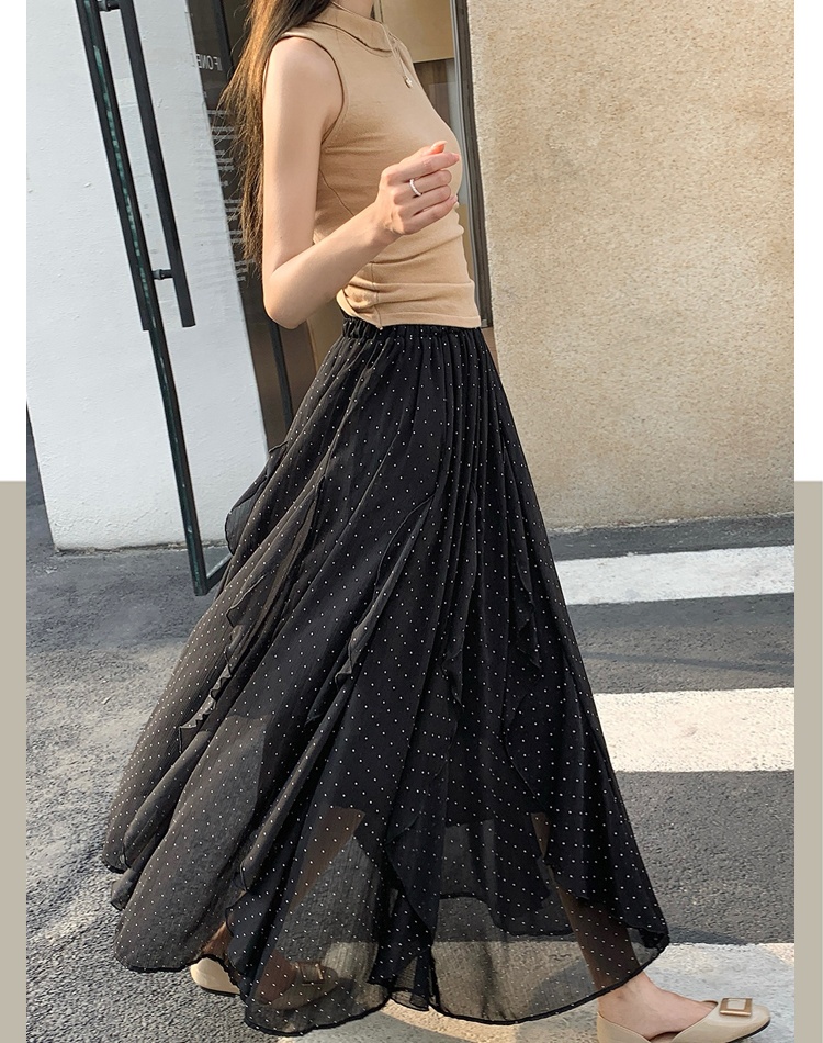 Casual summer long dress polka dot skirt for women