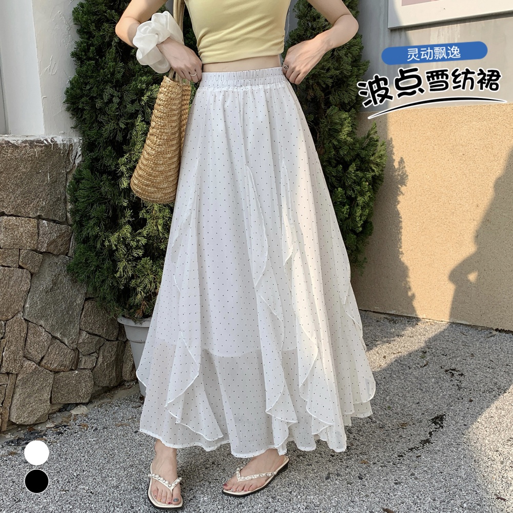 Casual summer long dress polka dot skirt for women