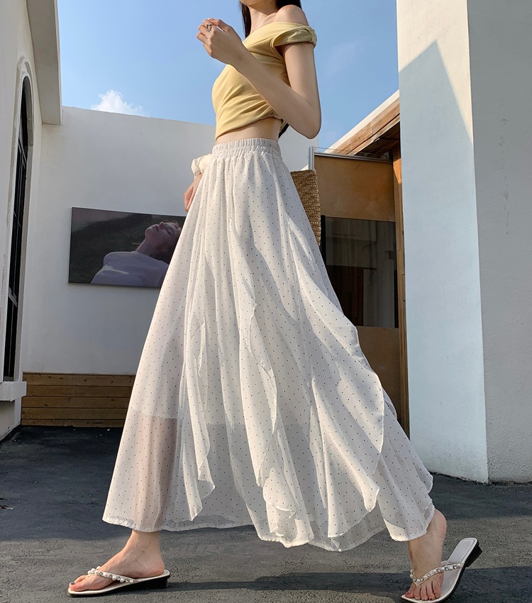 Casual summer long dress polka dot skirt for women