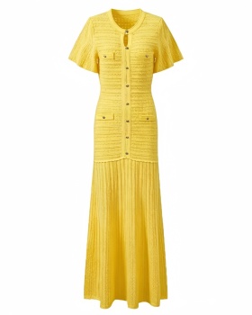 Short sleeve round neck spring and summer dress for women