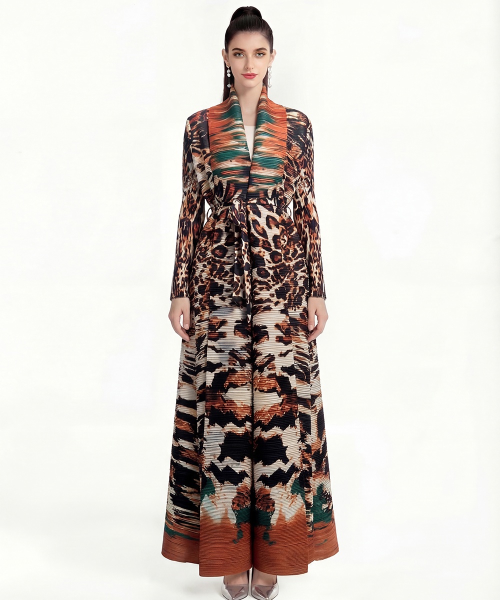 Loose large yard coat printing Bohemian beach dress