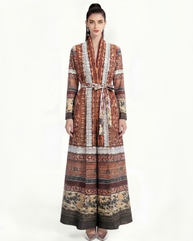 Loose printing coat fold large yard Bohemian beach dress