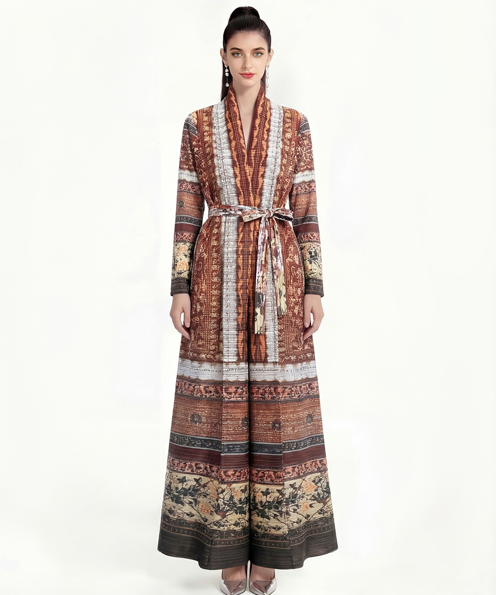 Loose printing coat fold large yard Bohemian beach dress