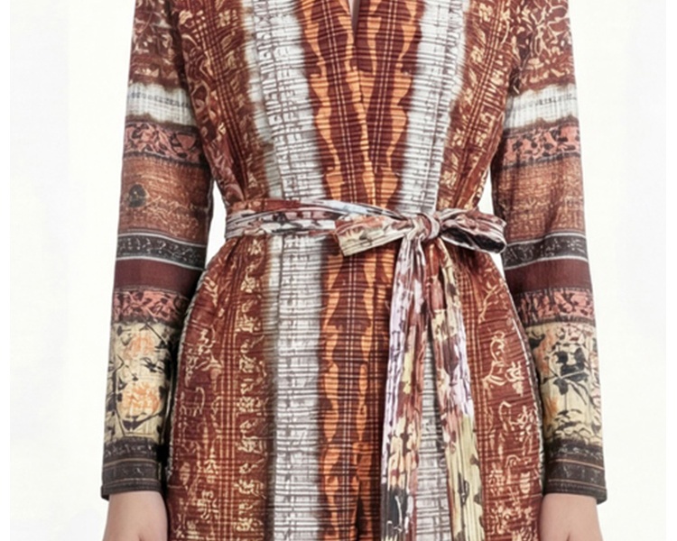 Loose printing coat fold large yard Bohemian beach dress