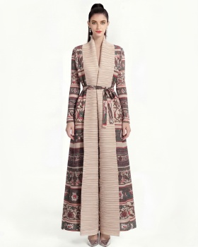 Loose printing coat fold Bohemian beach dress