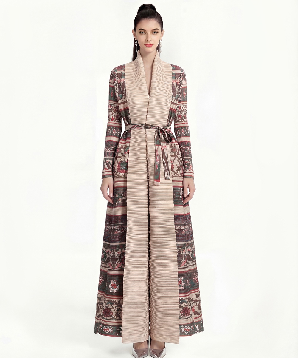 Loose printing coat fold Bohemian beach dress
