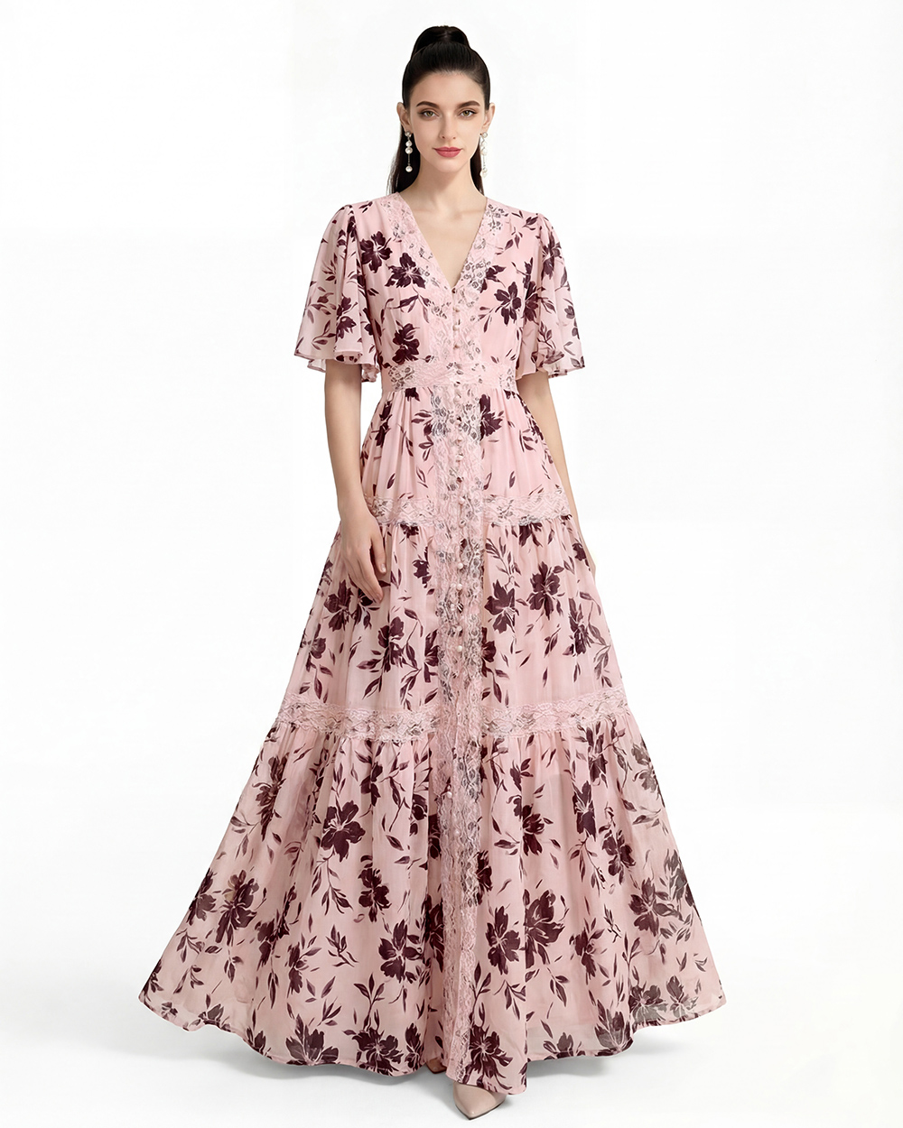 Printing lace cake dress