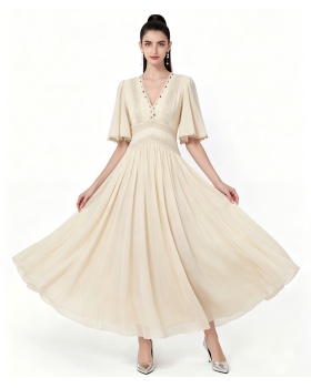 Lace large hem splice dress