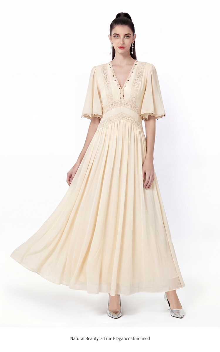 Lace large hem splice dress