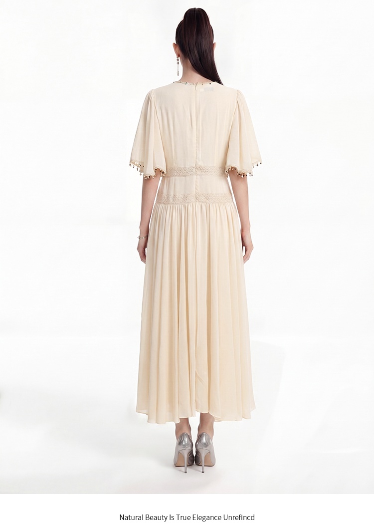 Lace large hem splice dress