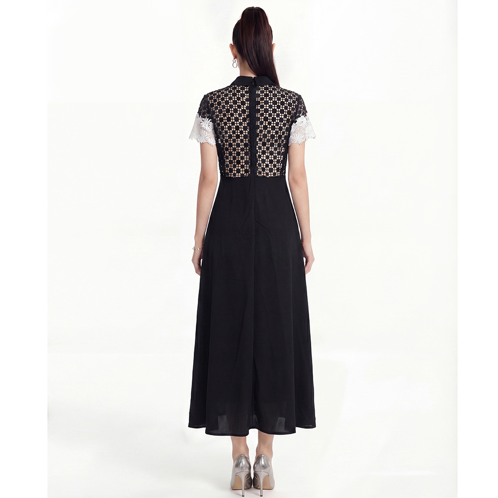 Short sleeve soft lace splice dress