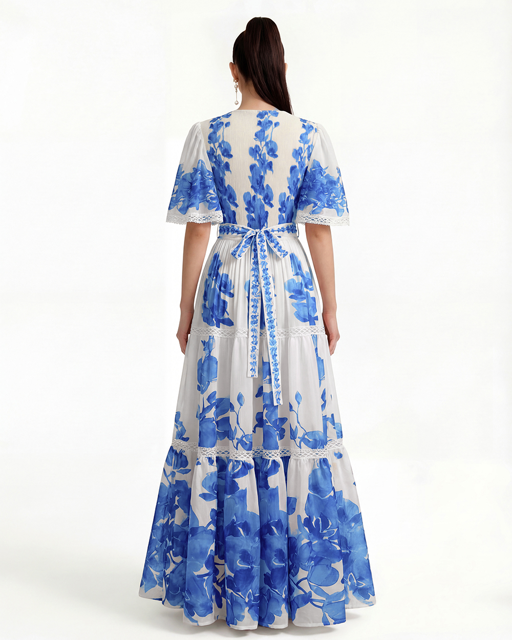 Printing short sleeve European style dress