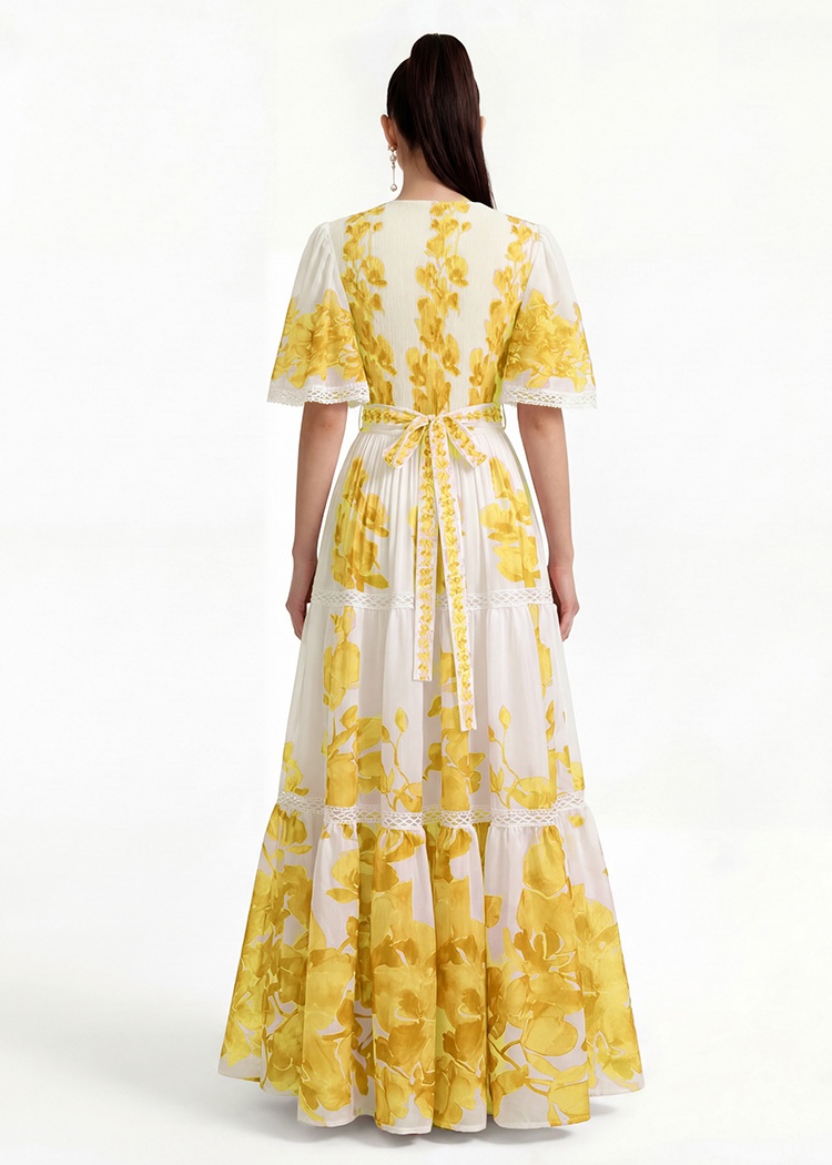 Printing short sleeve European style dress