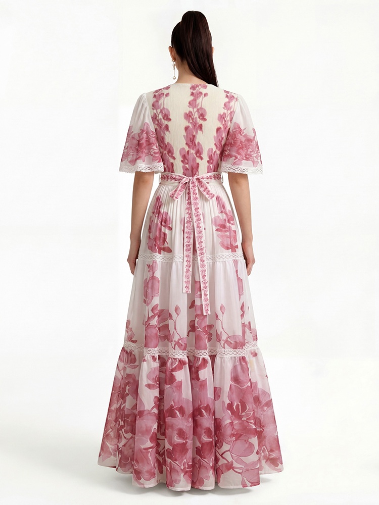 Printing short sleeve European style dress