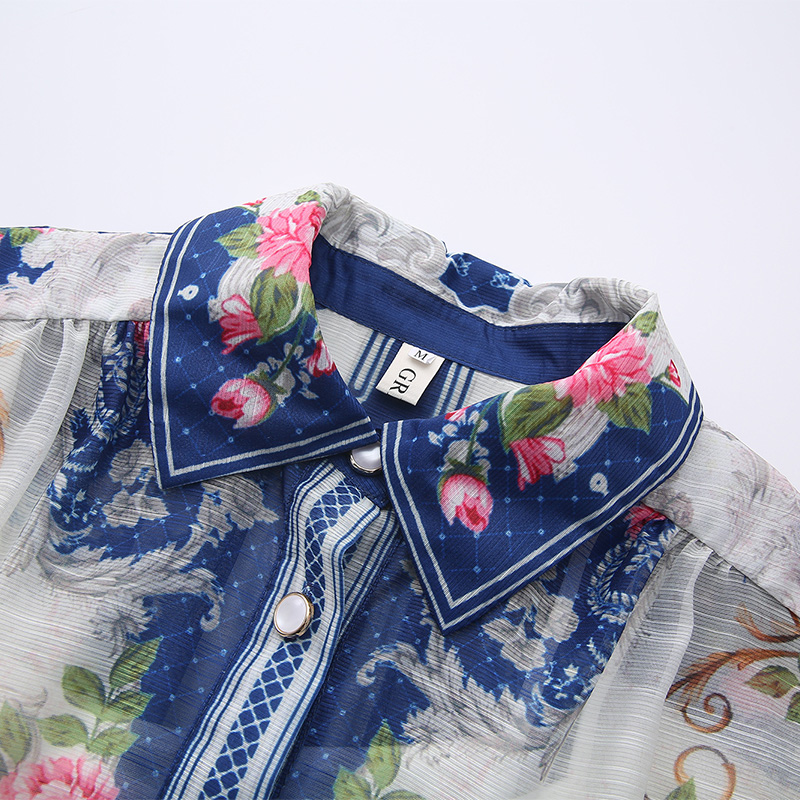 Spring single-breasted corset printing classical dress