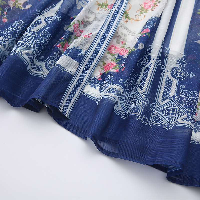 Spring single-breasted corset printing classical dress