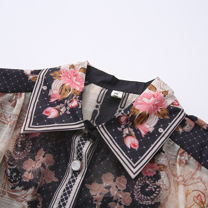 Classical single-breasted spring dress printing long corset