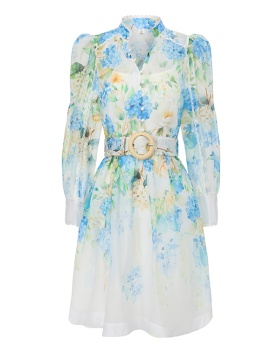 Lace short spring and summer flowers painting dress