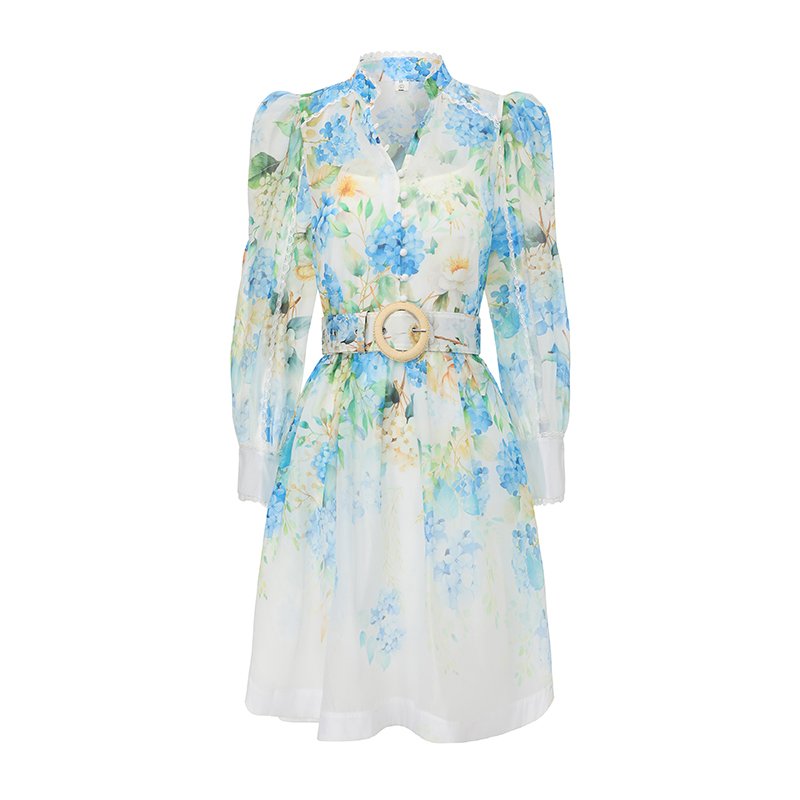 Lace short spring and summer flowers painting dress