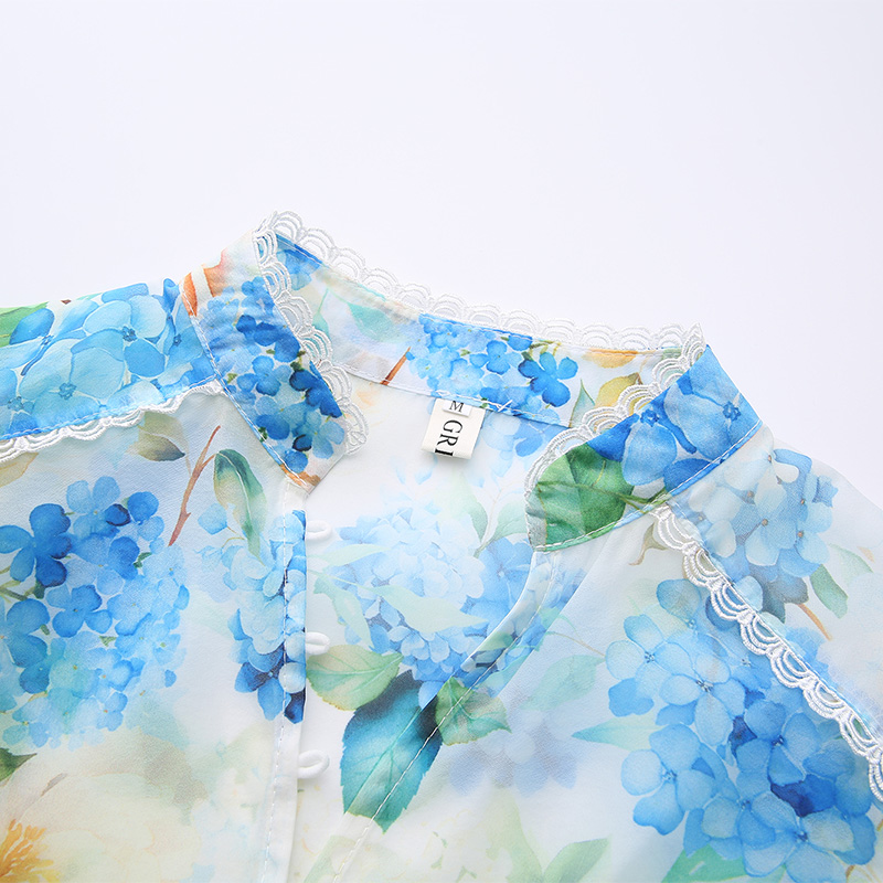 Lace short spring and summer flowers painting dress