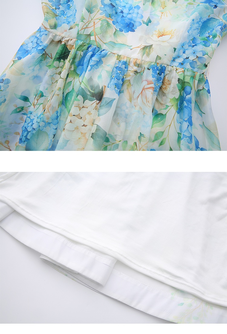 Lace short spring and summer flowers painting dress