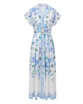 Painting flowers spring long dress