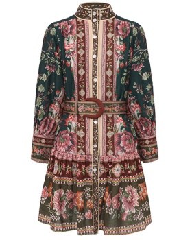 Mixed colors retro spring and summer dress