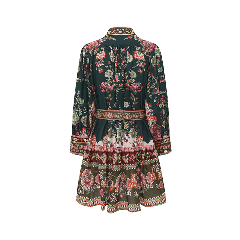 Mixed colors retro spring and summer dress