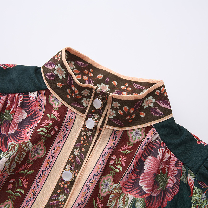 Mixed colors retro spring and summer dress