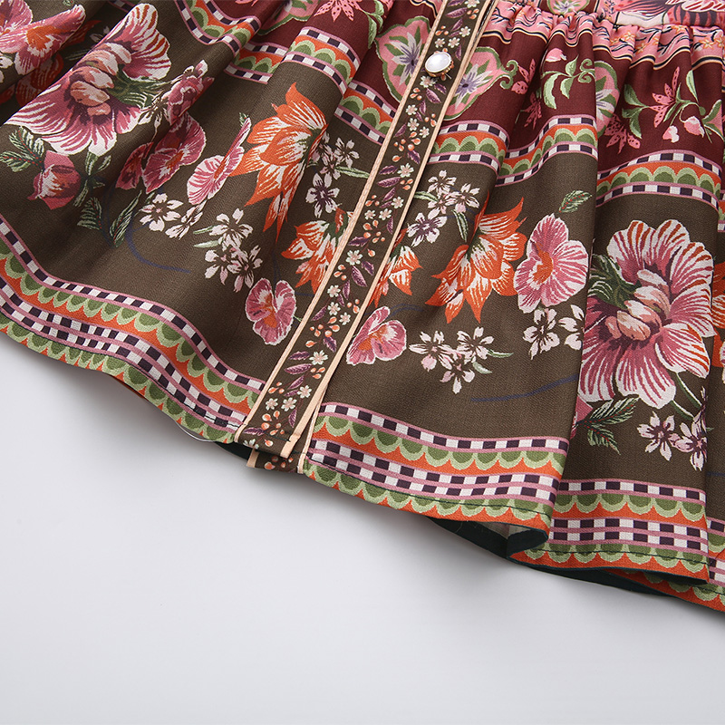 Mixed colors retro spring and summer dress