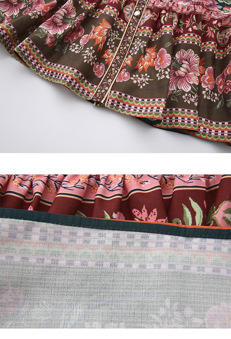 Mixed colors retro spring and summer dress