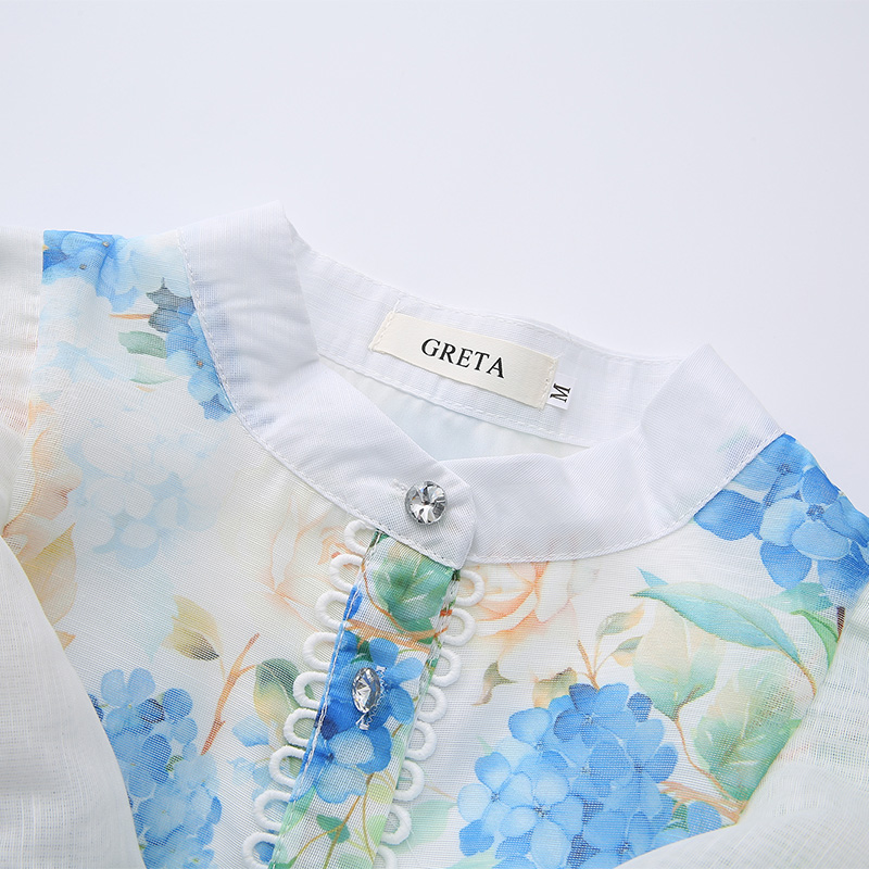 Vacation watercolor long spring and summer splice printing dress