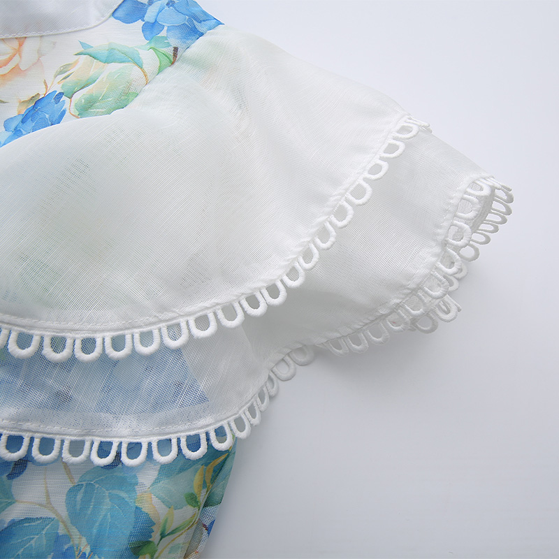 Vacation watercolor long spring and summer splice printing dress