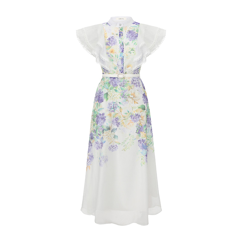 Vacation splice long lace spring and summer dress