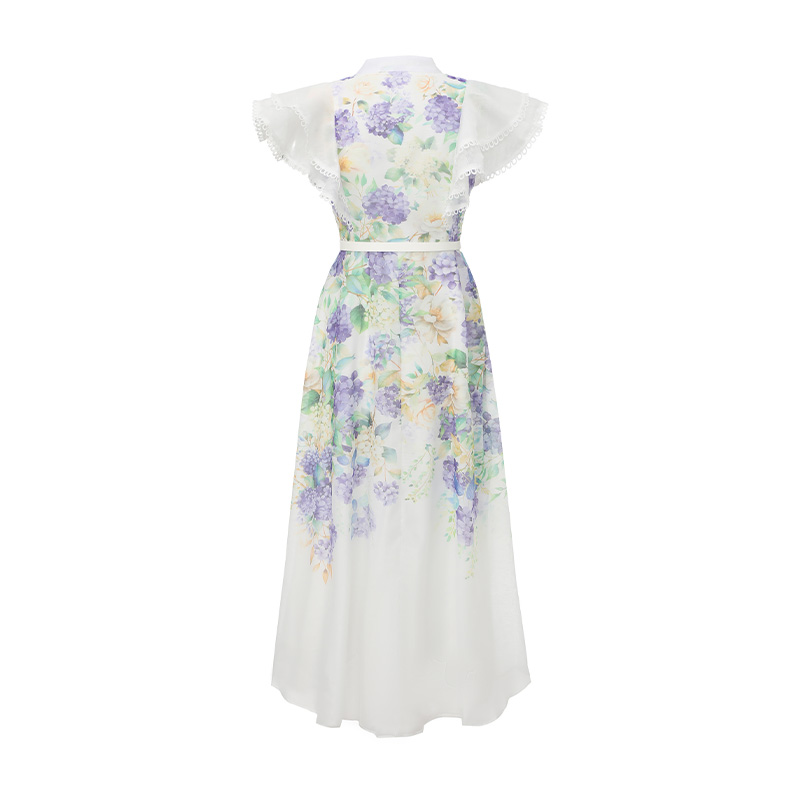 Vacation splice long lace spring and summer dress