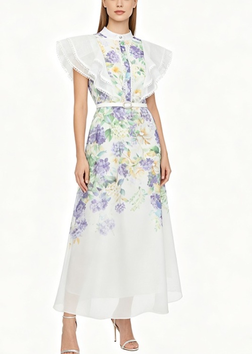 Vacation splice long lace spring and summer dress