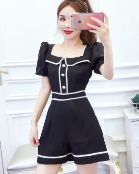 Temperament jumpsuit mixed colors shorts