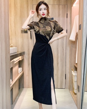 Temperament formal dress printing dress