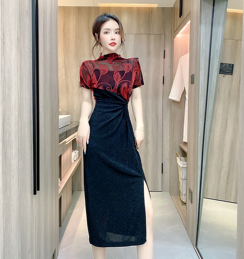 Temperament formal dress printing dress