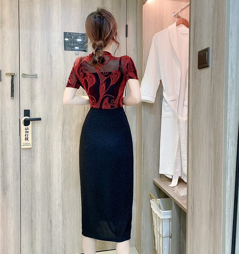 Temperament formal dress printing dress