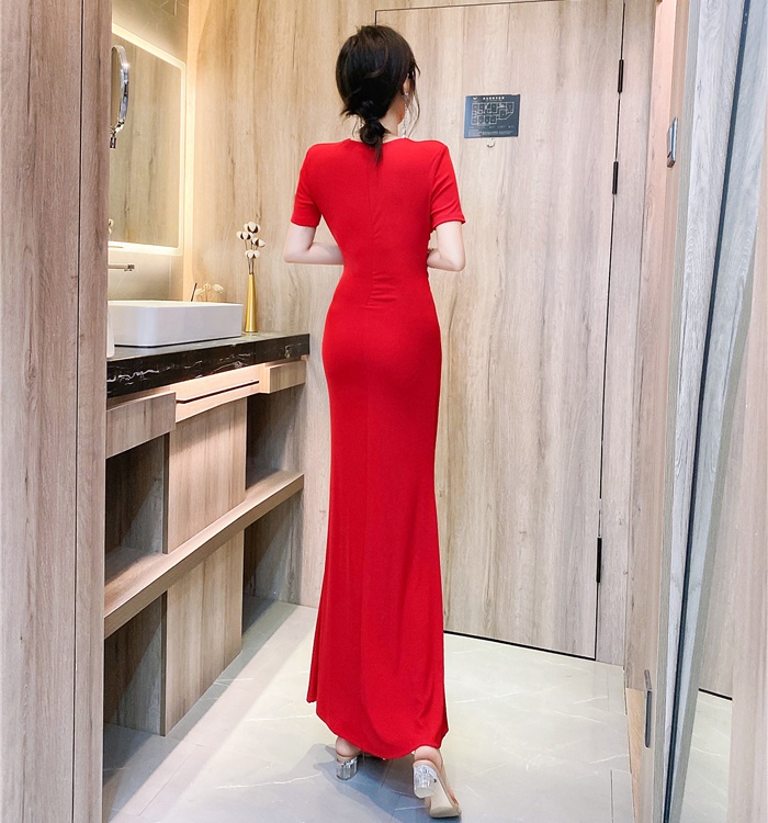 Package hip summer elasticity long dress tight cross dress