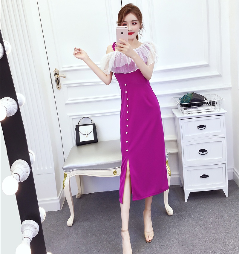 Ladies beading long dress summer mixed colors dress