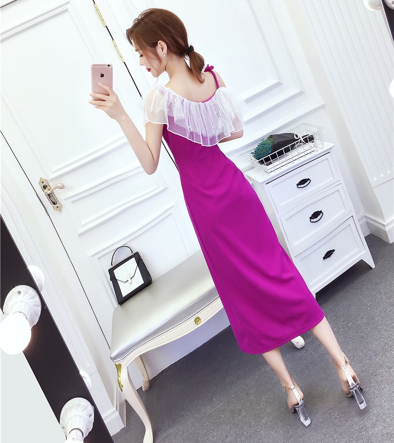 Ladies beading long dress summer mixed colors dress