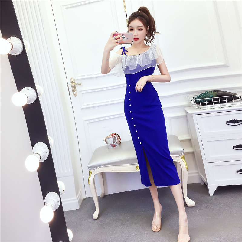 Ladies beading long dress summer mixed colors dress