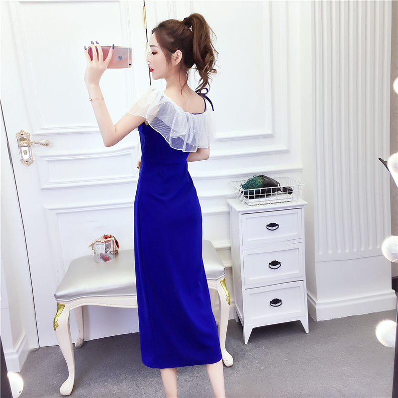 Ladies beading long dress summer mixed colors dress