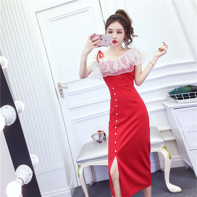 Ladies beading long dress summer mixed colors dress