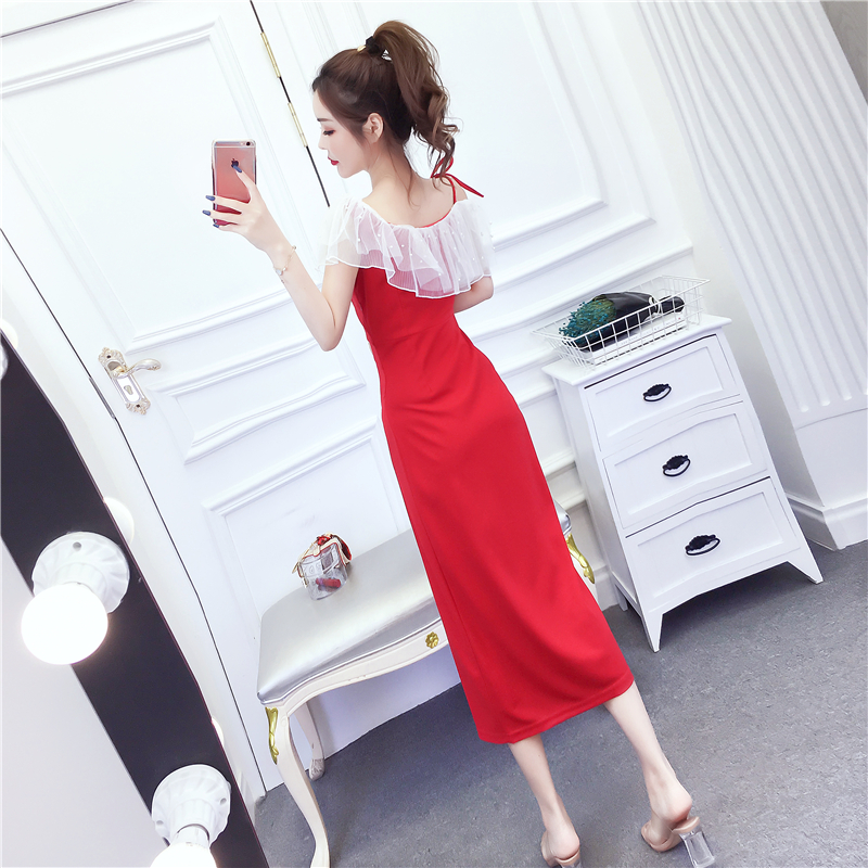 Ladies beading long dress summer mixed colors dress